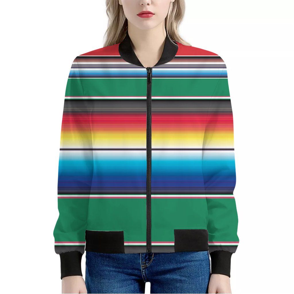 Mexican Striped Blanket Pattern Print Women's Bomber Jacket Mexican Striped Blanket Pattern Print Women's Bomber Jacket