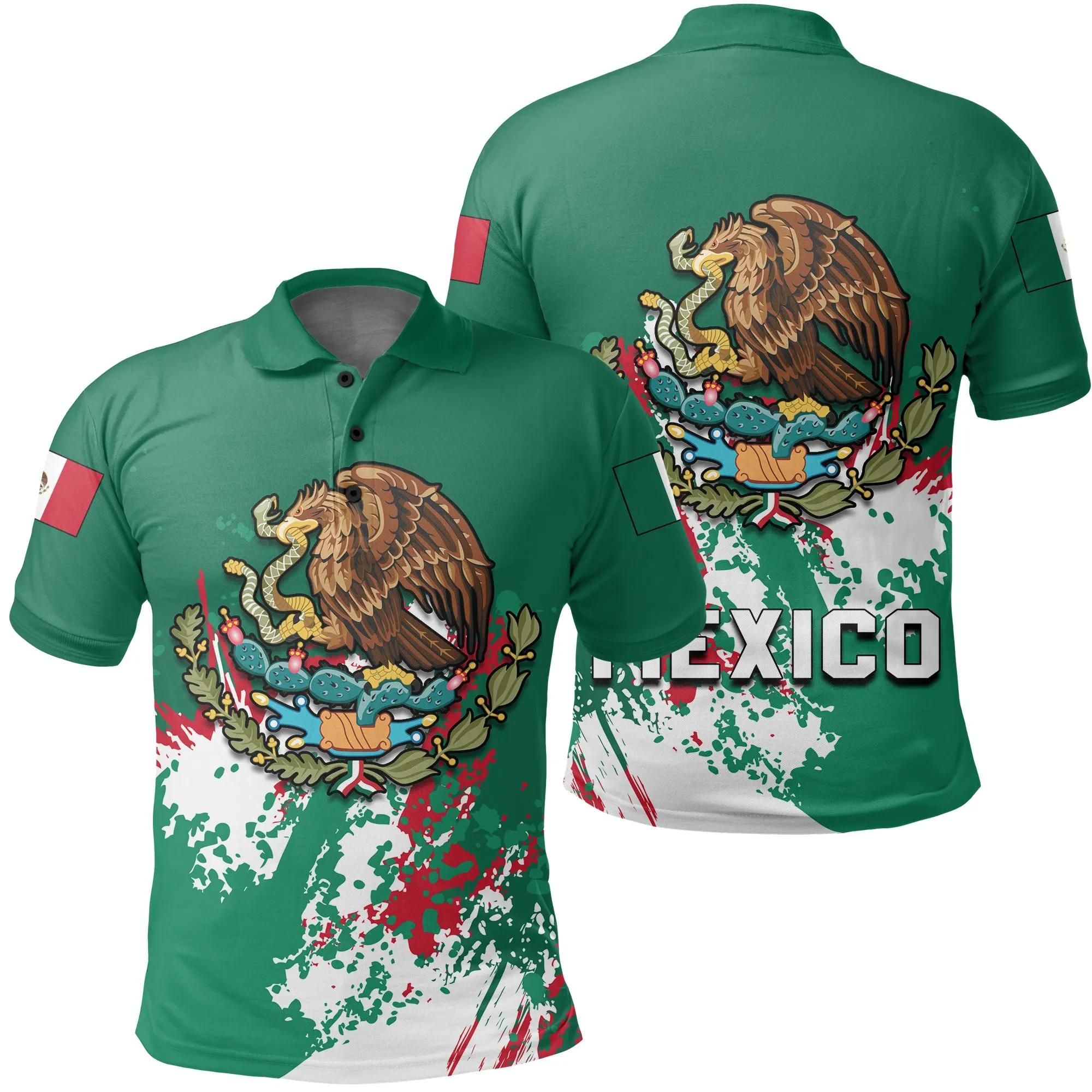 Mexico Coat Of Arms Polo Shirt Spaint Style J8W Mexico Coat Of Arms Polo Shirt Spaint Style J8W