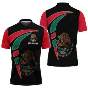 Mexico Eagle Symbol Black Red Polo Shirt