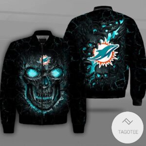 Miami Dolphins Lava Skull Full Print Bomber Jacket