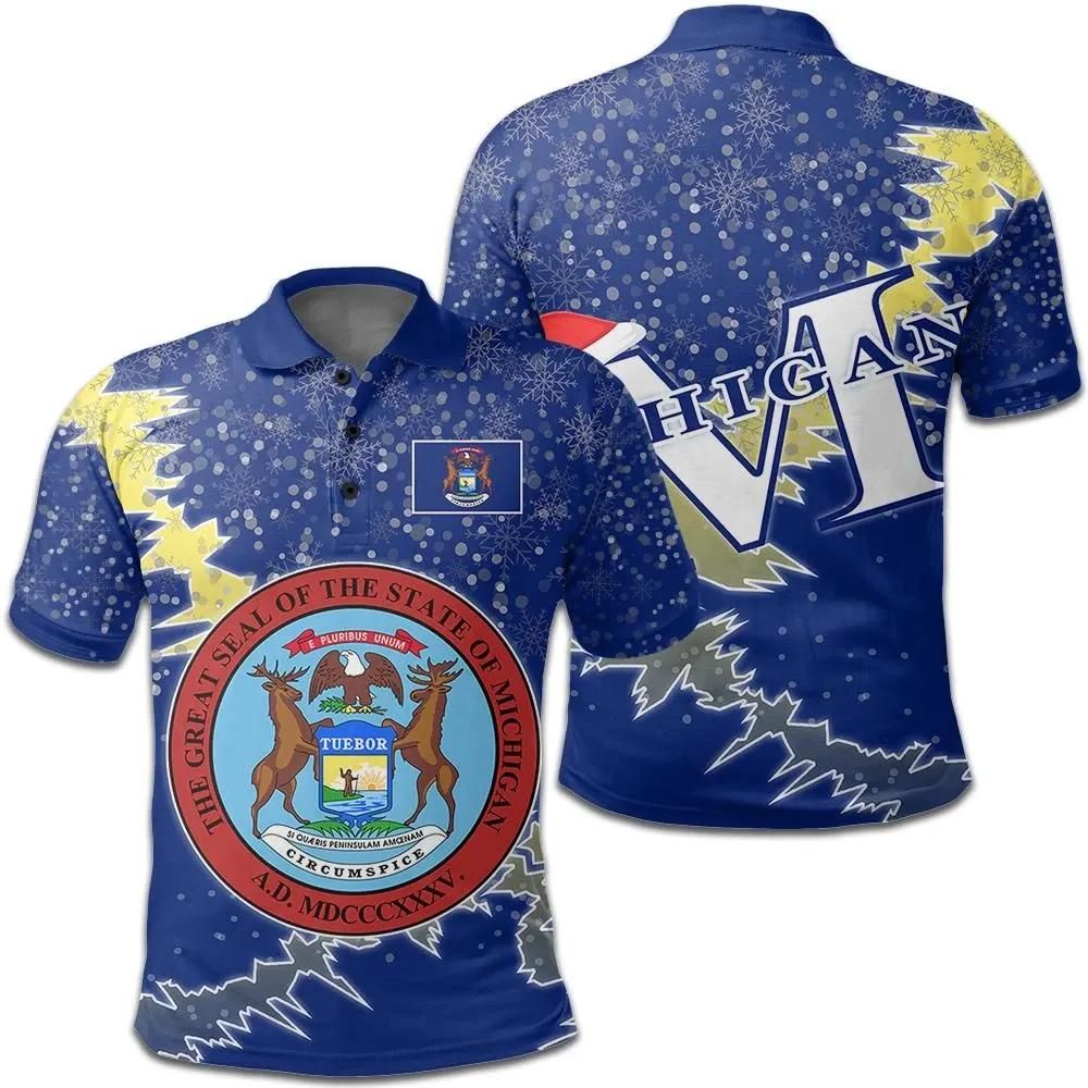 Michigan Christmas Coat Of Arms Polo Shirt X Style J78 Michigan Christmas Coat Of Arms Polo Shirt X Style J78