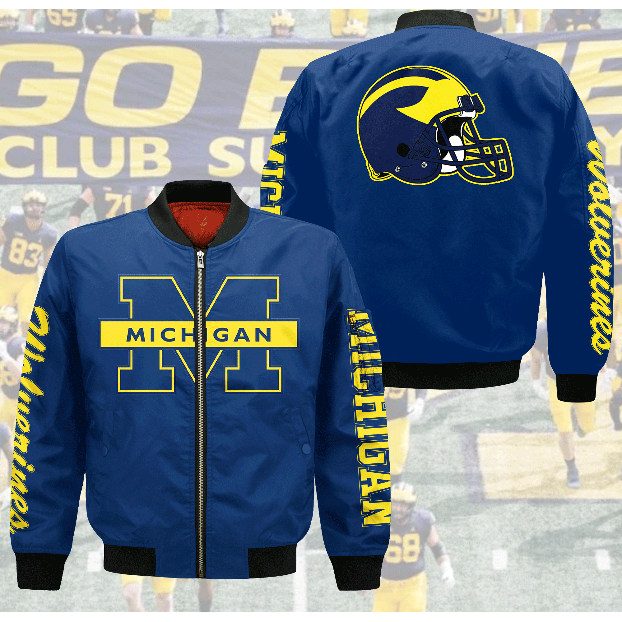 Michigan Wolverines Blue Bomber Jacket Michigan Wolverines Blue Bomber Jacket