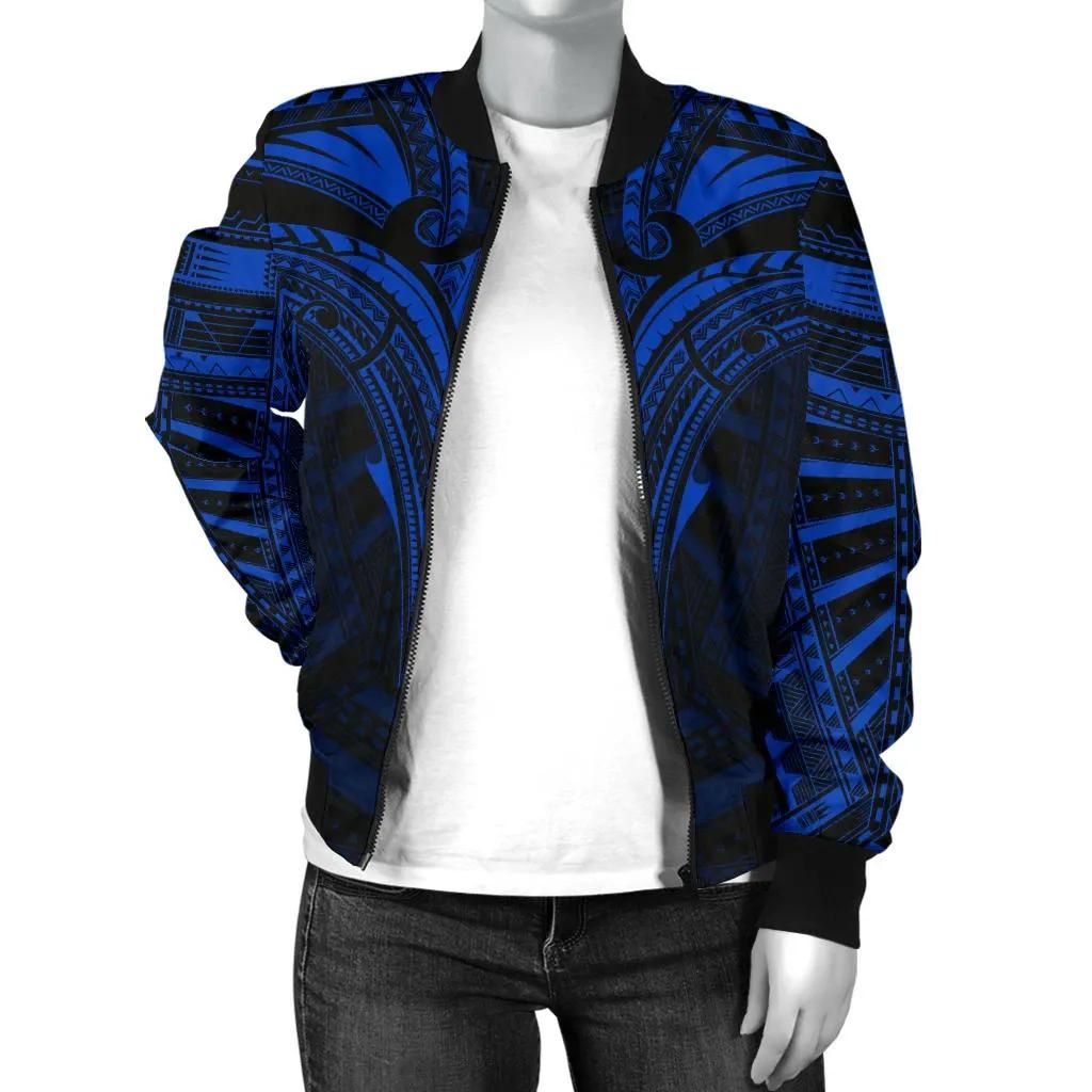 Micronesia-Tattoo-Womens-Bomber-Jacket-Blue-A16-Bomber-Jacket-1