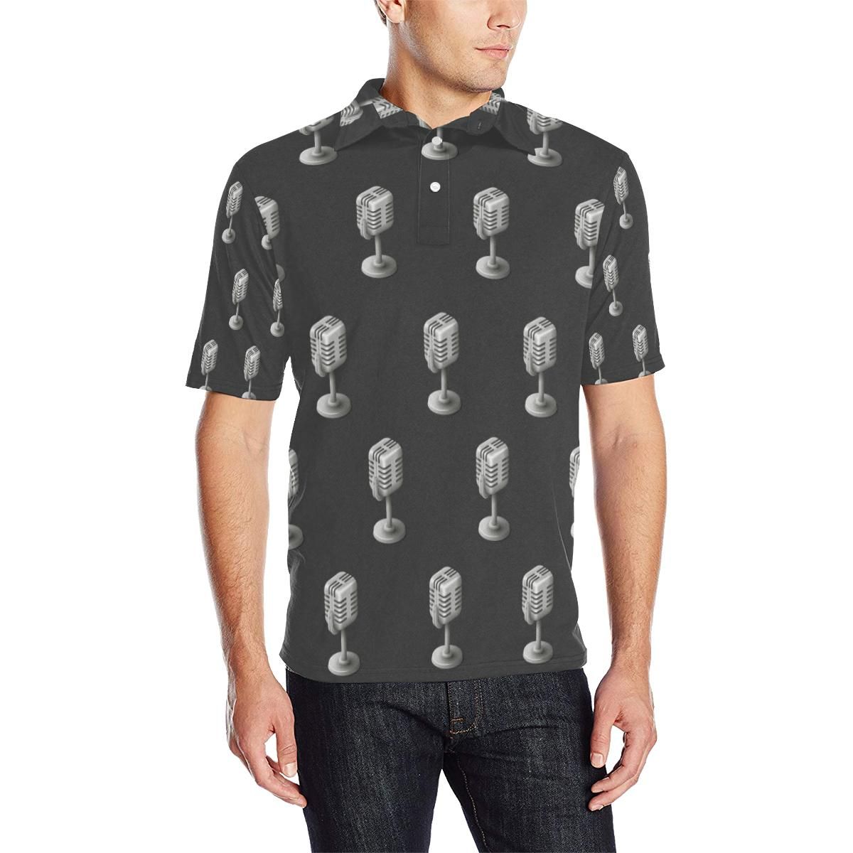 Microphone Vintage Pattern Print Design 01 Men Polo Shirt Microphone Vintage Pattern Print Design 01 Men Polo Shirt