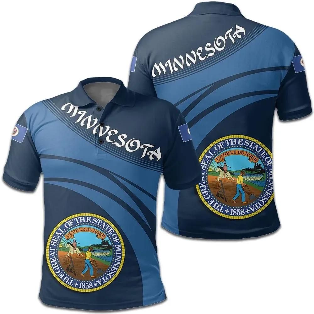 Minnesota Coat Of Arms Polo Shirt Cricket Style J5W Minnesota Coat Of Arms Polo Shirt Cricket Style J5W