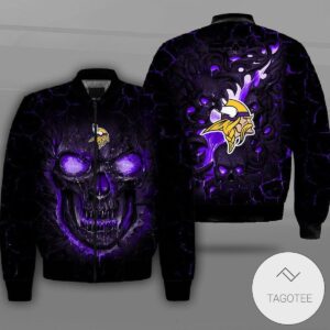 Minnesota Vikings Lava Skull Full Print Bomber Jacket