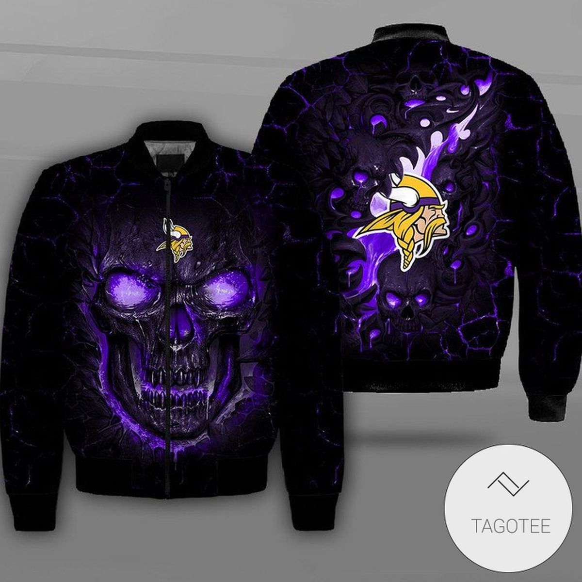 Minnesota Vikings Lava Skull Full Print Bomber Jacket Minnesota Vikings Lava Skull Full Print Bomber Jacket