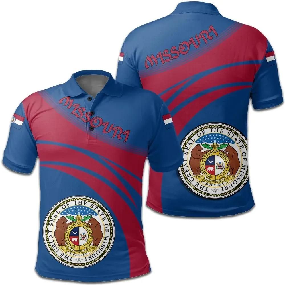 Missouri Coat Of Arms Polo Shirt Cricket Style J5W Missouri Coat Of Arms Polo Shirt Cricket Style J5W