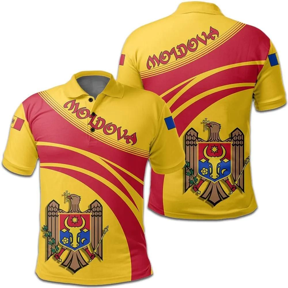 Moldova Coat Of Arms Polo Shirt Cricket Style J5W Moldova Coat Of Arms Polo Shirt Cricket Style J5W