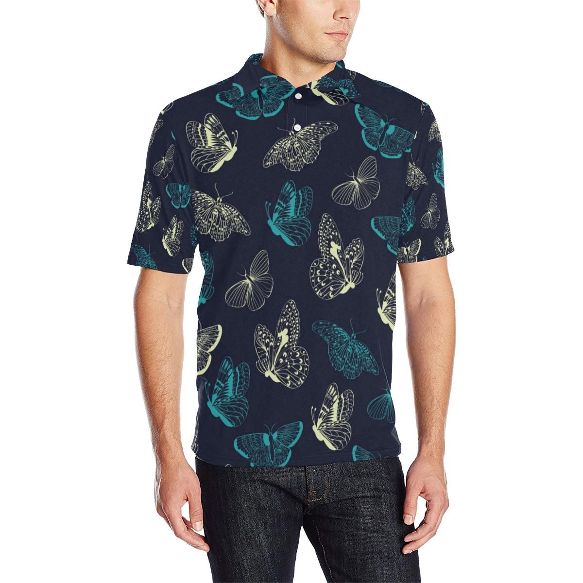 Monarch Butterfly Pattern Print Design 01 Men Polo Shirt Monarch Butterfly Pattern Print Design 01 Men Polo Shirt