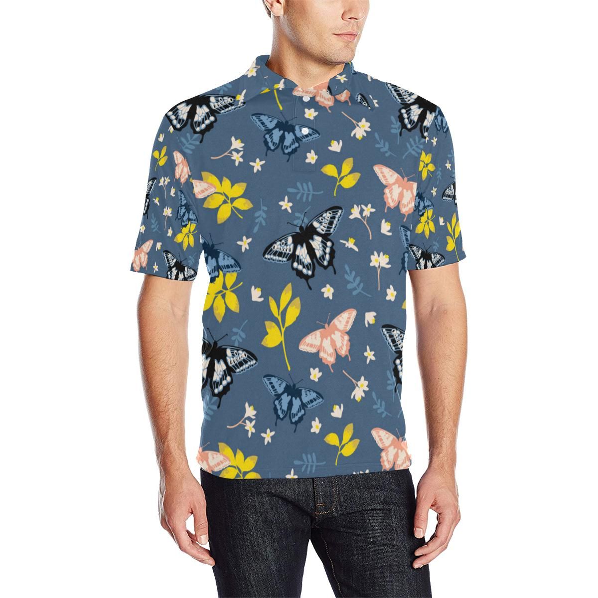 Monarch Butterfly Pattern Print Design 02 Men Polo Shirt Monarch Butterfly Pattern Print Design 02 Men Polo Shirt