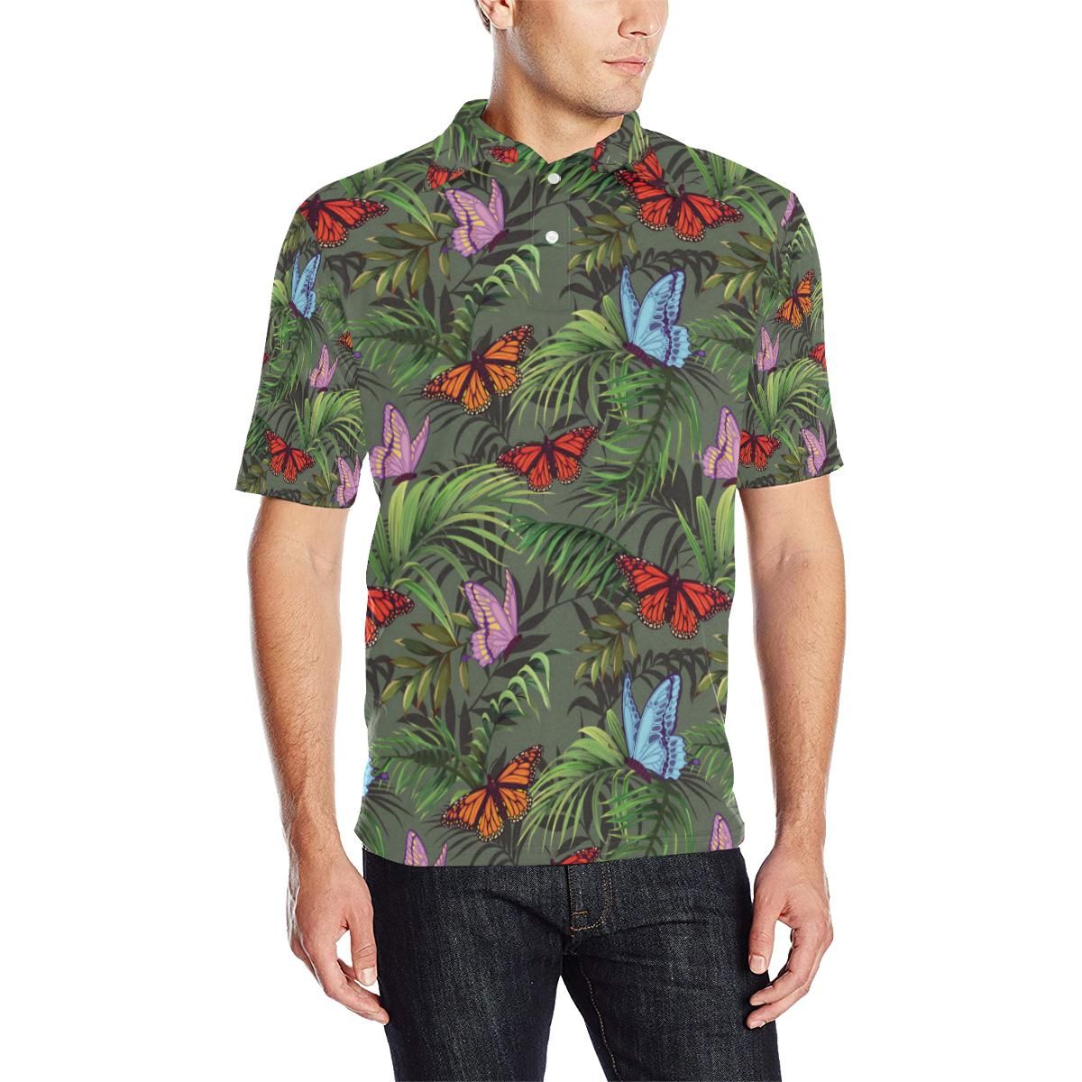 Monarch Butterfly Pattern Print Design 04 Men Polo Shirt Monarch Butterfly Pattern Print Design 04 Men Polo Shirt