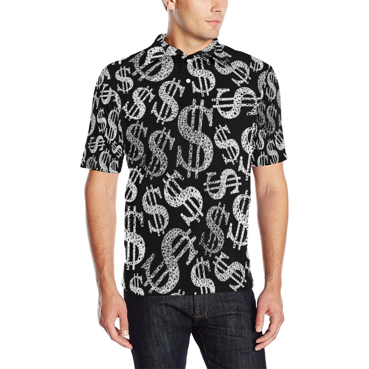 Money Pattern Print Design 02 Men Polo Shirt Money Pattern Print Design 02 Men Polo Shirt