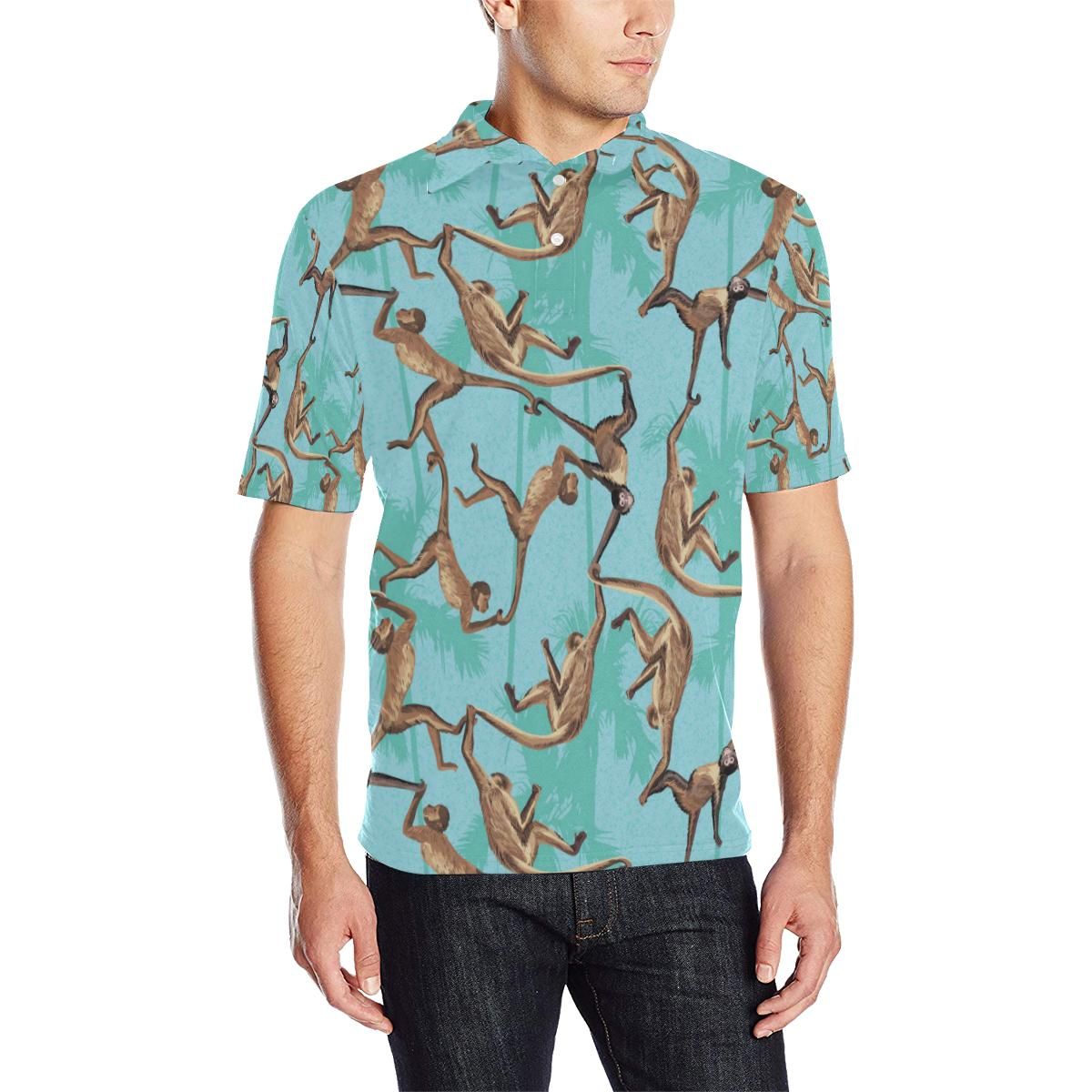 Monkey Pattern Print Design 04 Men Polo Shirt Monkey Pattern Print Design 04 Men Polo Shirt