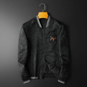 Mono Abstract Stripe Style Bomber Jacket