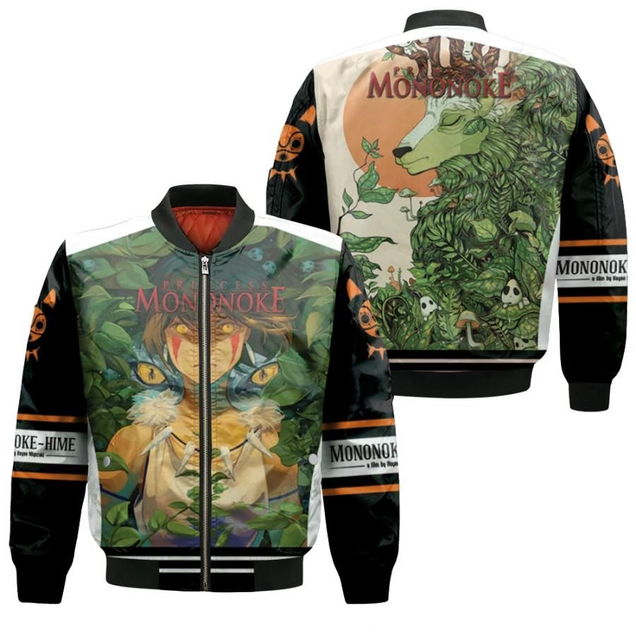 Mononoke san with painted face Wolf Girl Beautiful Princess Mononoke Fans Gift Bomber Jacket Mononoke san with painted face Wolf Girl Beautiful Princess Mononoke Fans Gift Bomber Jacket