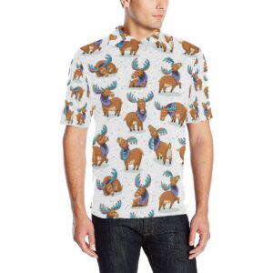 Moose Cute Pattern Print Design 01 Men Polo Shirt