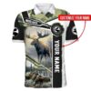 Moose Hunting Camo Custom Name Polo Shirt #Kv