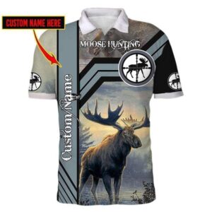 Moose Hunting Custom Name Polo Shirt #Kv