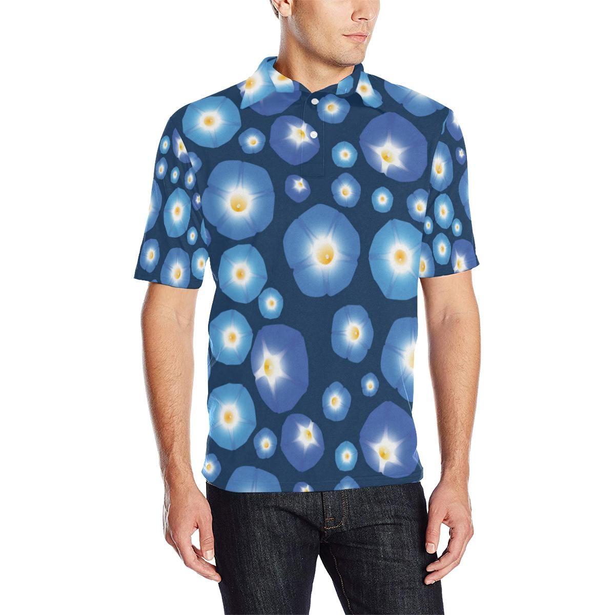 Morning Glory Pattern Print Design 02 Men Polo Shirt Morning Glory Pattern Print Design 02 Men Polo Shirt