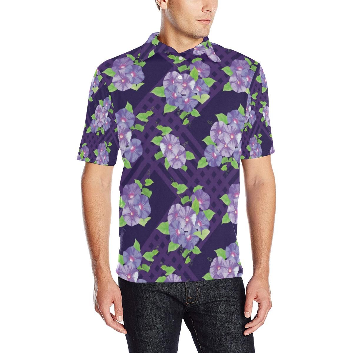 Morning Glory Pattern Print Design Mg03 Men Polo Shirt Morning Glory Pattern Print Design Mg03 Men Polo Shirt