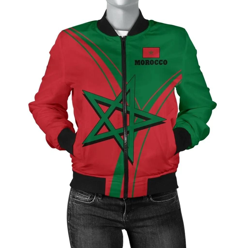 Morocco Women's Bomber Jacket - Moroccan Pride - BN22 Bomber Jacket Morocco Women's Bomber Jacket - Moroccan Pride - BN22 Bomber Jacket