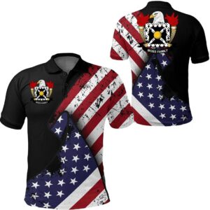Moss USA Polo Shirt - Special Grunge Flag - American Family Crest A7