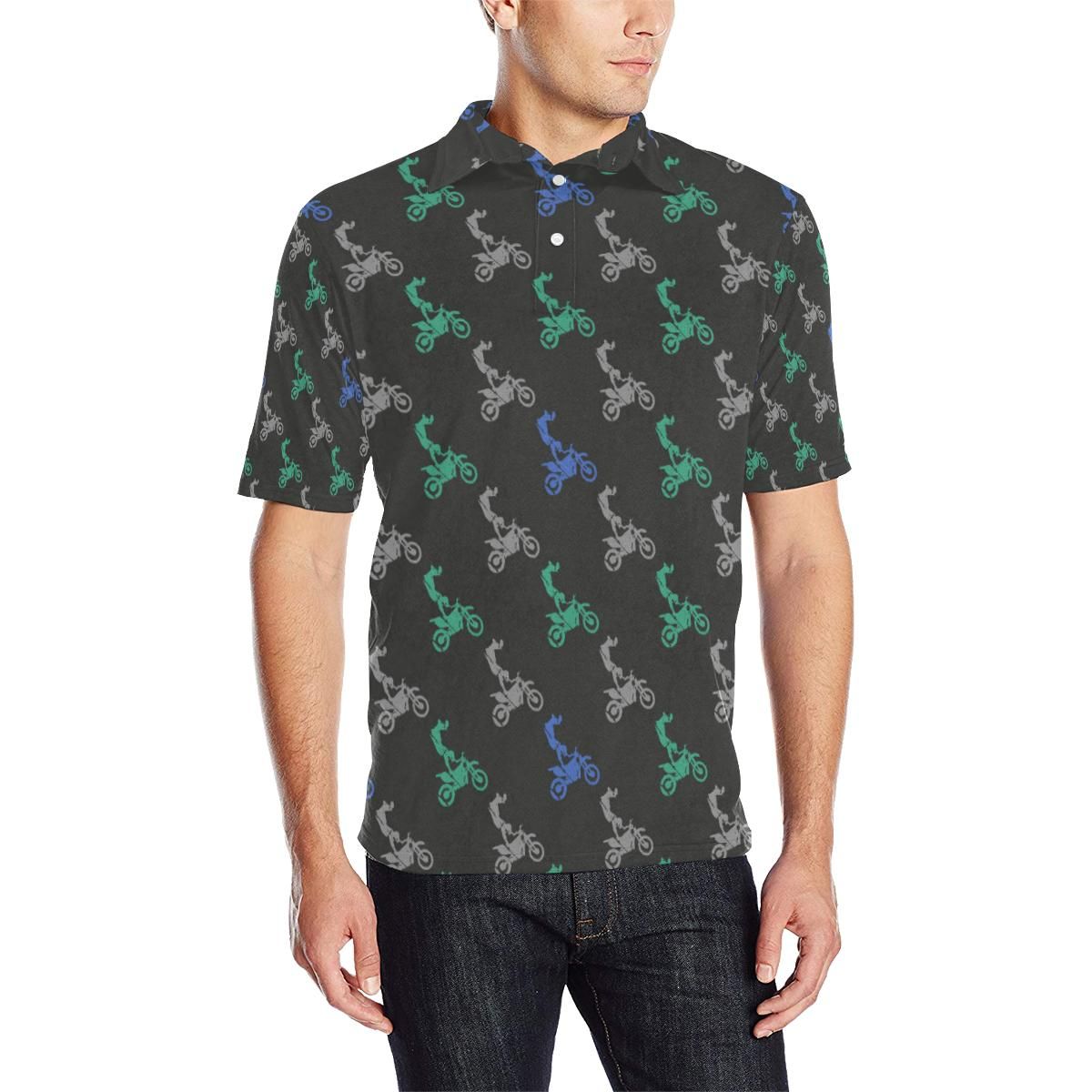 Motocross Pattern Print Design 02 Men Polo Shirt Motocross Pattern Print Design 02 Men Polo Shirt