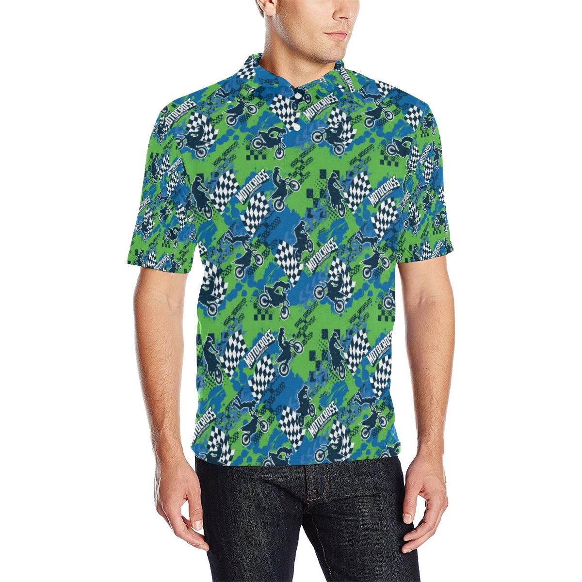 Motocross Pattern Print Design 04 Men Polo Shirt Motocross Pattern Print Design 04 Men Polo Shirt