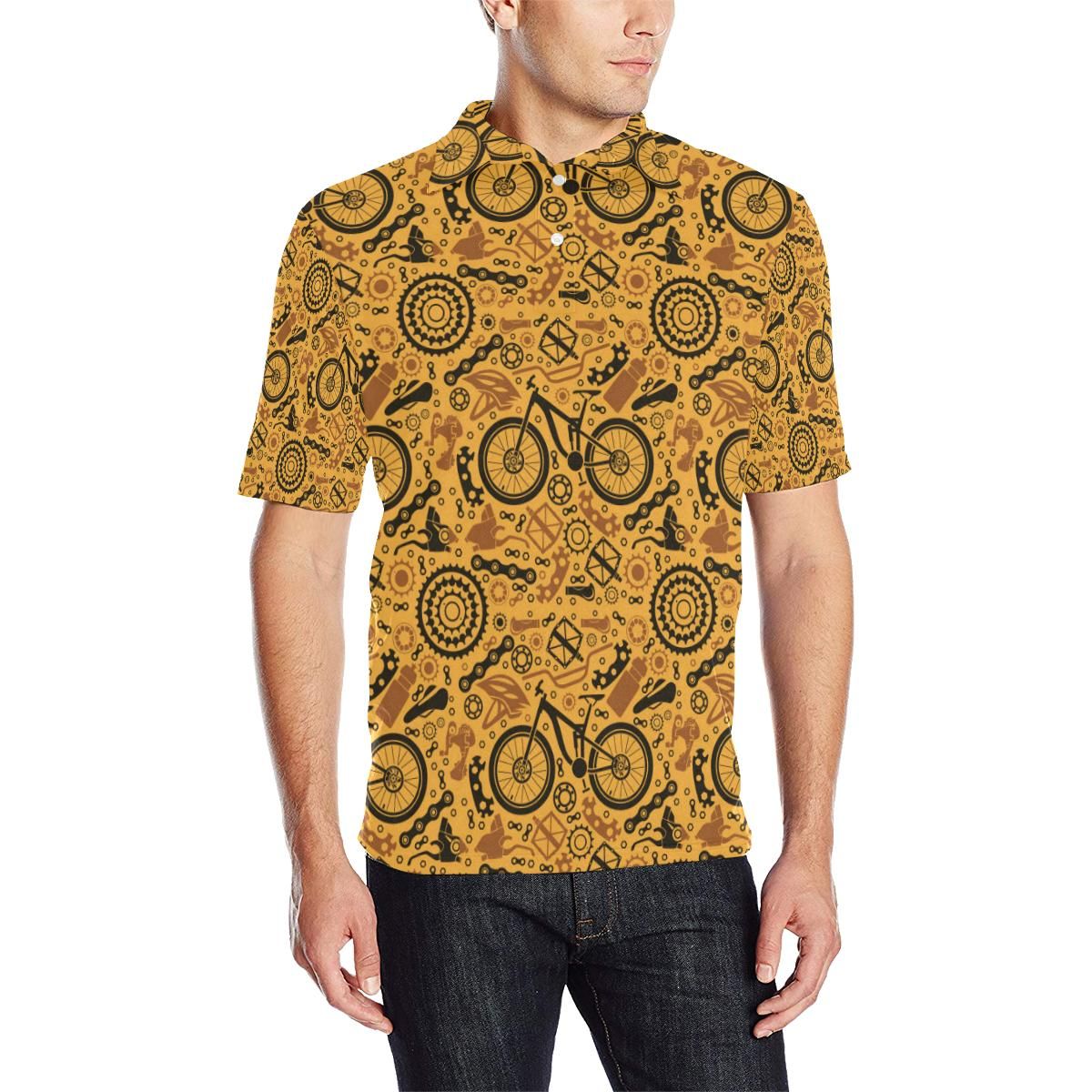 Mountain Bike Pattern Print Design 03 Men Polo Shirt Mountain Bike Pattern Print Design 03 Men Polo Shirt