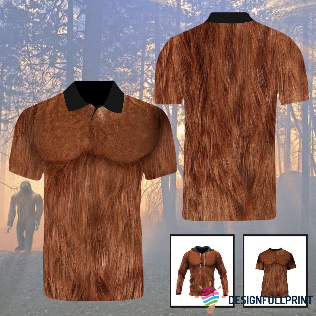 Multitype Bigfoot Unisex Pullover Hoodie Or Polo Shirt Or T Shirt Multitype Bigfoot Unisex Pullover Hoodie Or Polo Shirt Or T Shirt