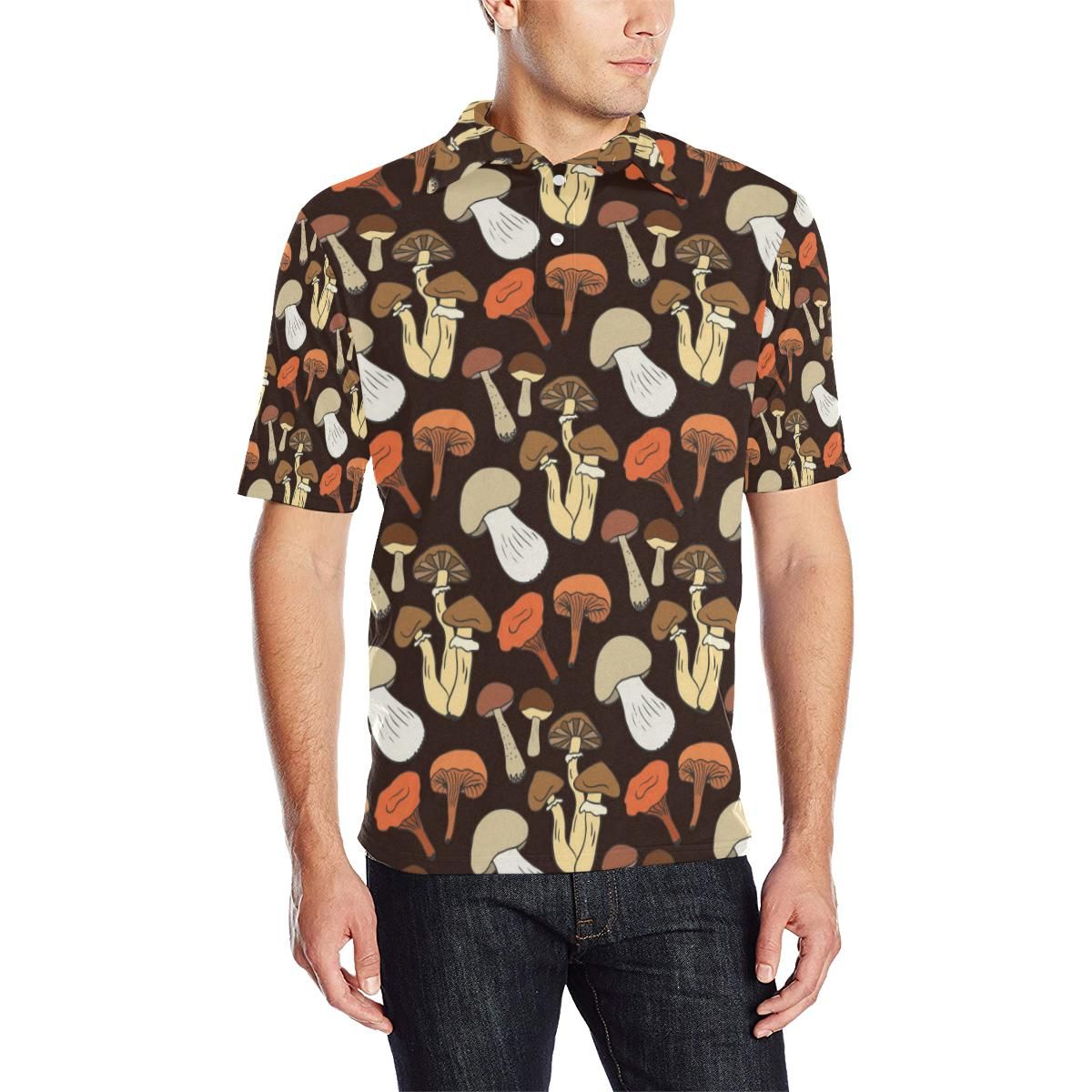 Mushroom Pattern Print Design A05 Men Polo Shirt Mushroom Pattern Print Design A05 Men Polo Shirt