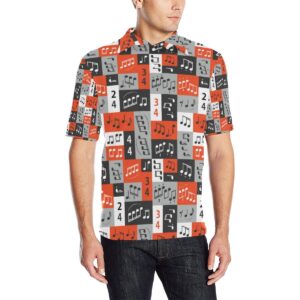 Music Note Design Themed Print Men Polo Shirt