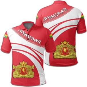 Myanmar Coat Of Arms Polo Shirt Cricket Style J5W
