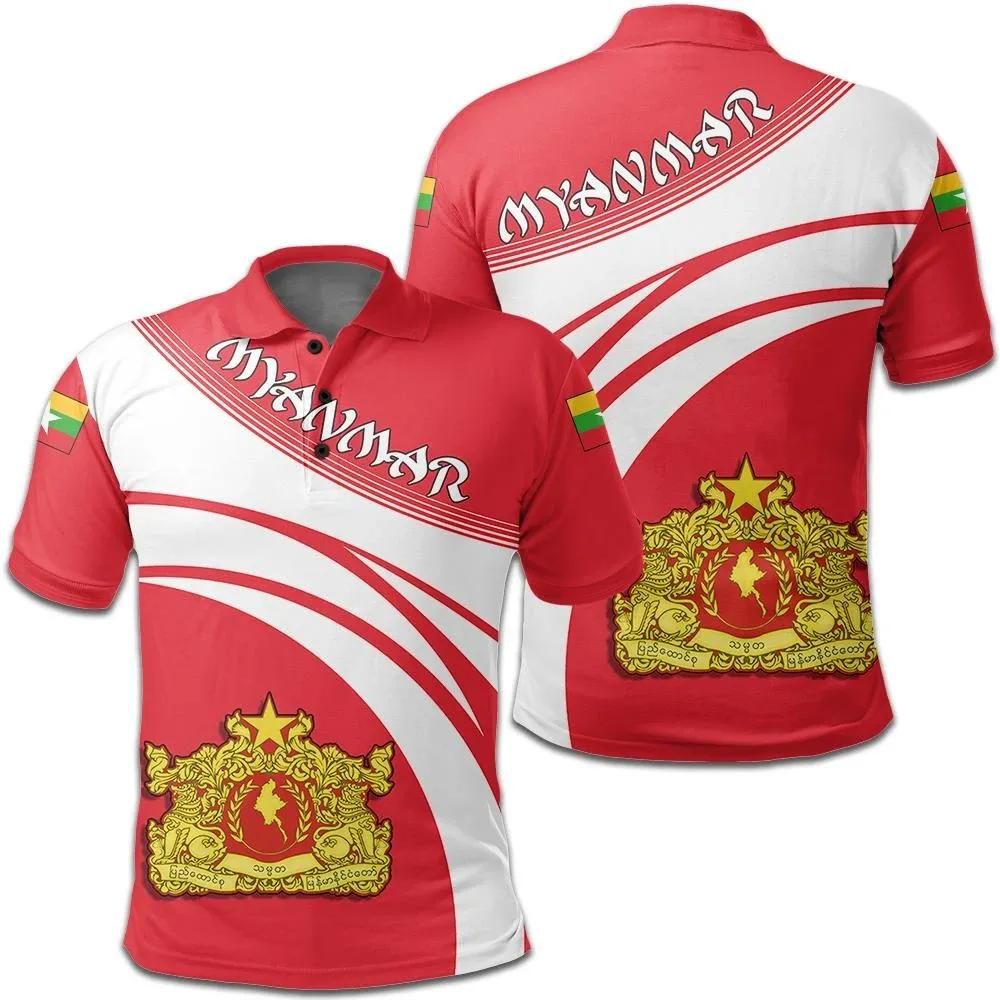 Myanmar Coat Of Arms Polo Shirt Cricket Style J5W Myanmar Coat Of Arms Polo Shirt Cricket Style J5W
