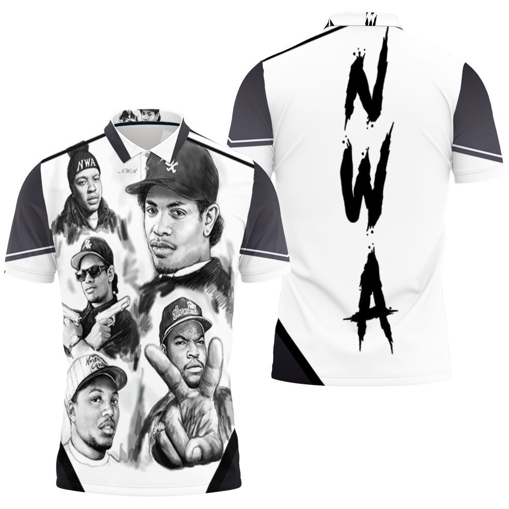 N.W.A. Group Member S Black And White Polo Shirt N.W.A. Group Member S Black And White Polo Shirt