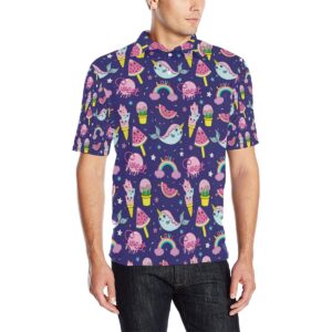 Narwhal Cute Pattern Print Design 02 Men Polo Shirt