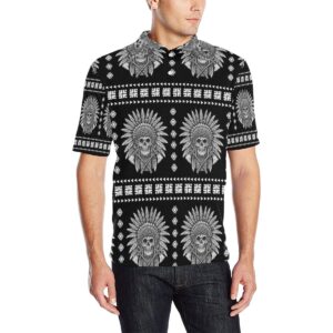Native American Indian Skull Men Polo Shirt