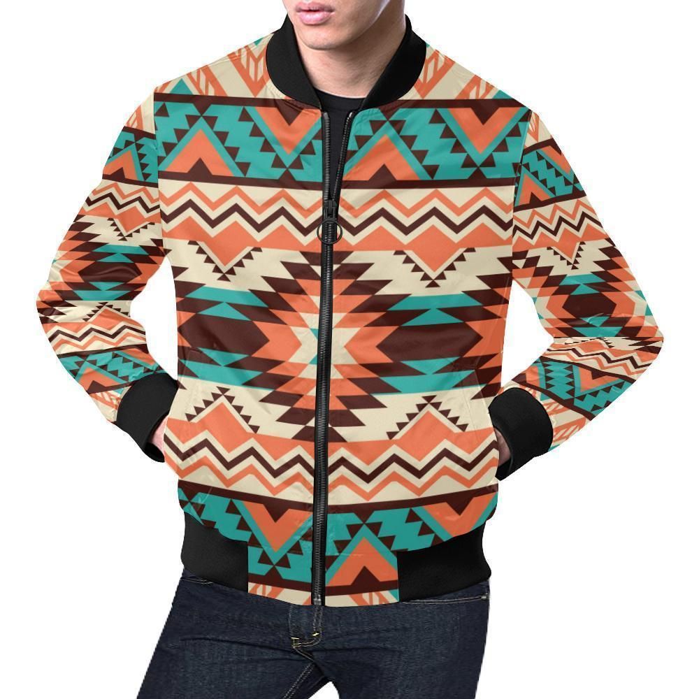 Native American Navajo Indians Aztec Tribal Print Mens Bomber Jacket Native American Navajo Indians Aztec Tribal Print Mens Bomber Jacket