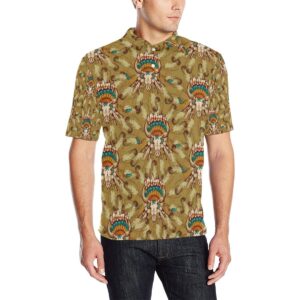 Native Indian Buffalo Head Men Polo Shirt