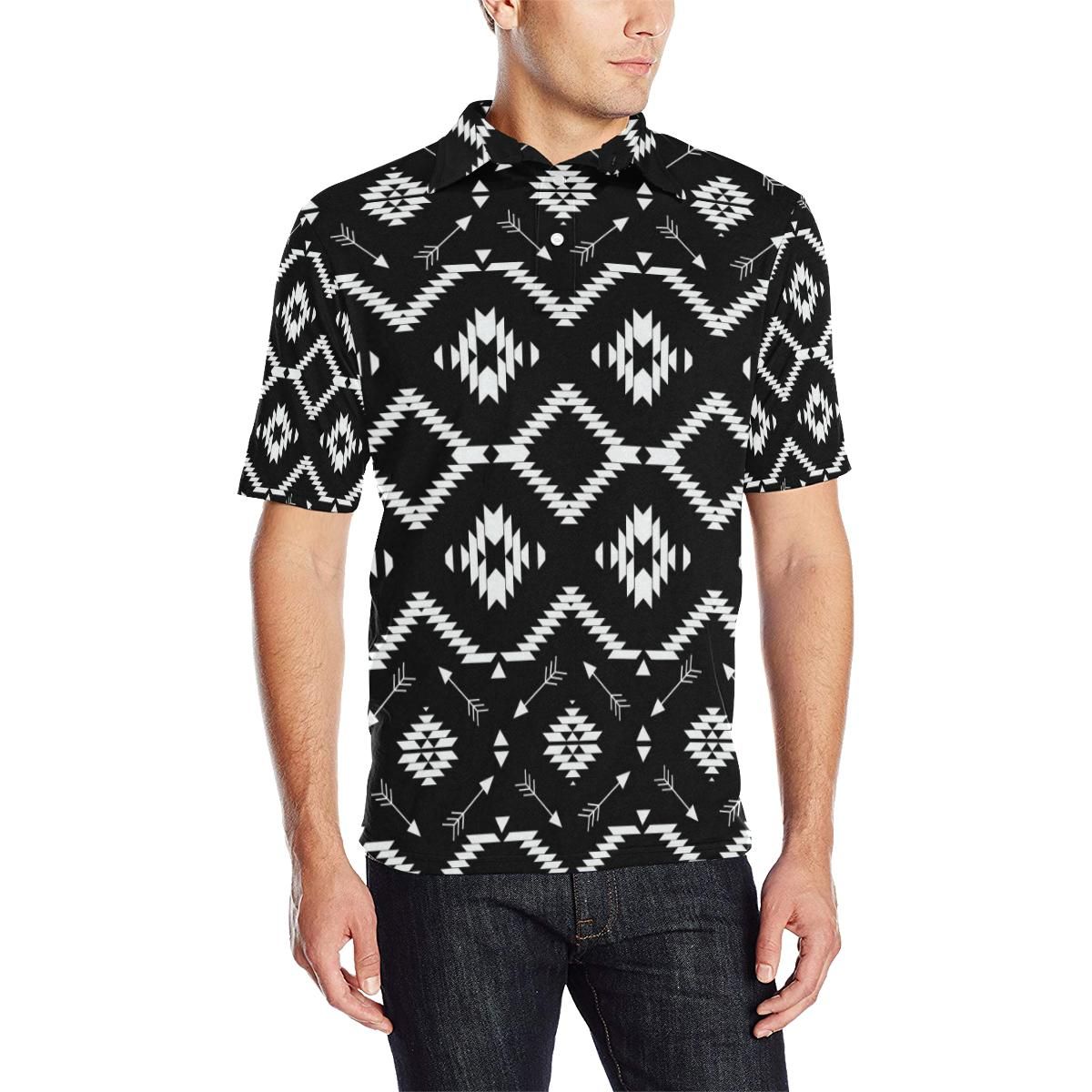 Native Pattern Print Design A04 Men Polo Shirt Native Pattern Print Design A04 Men Polo Shirt