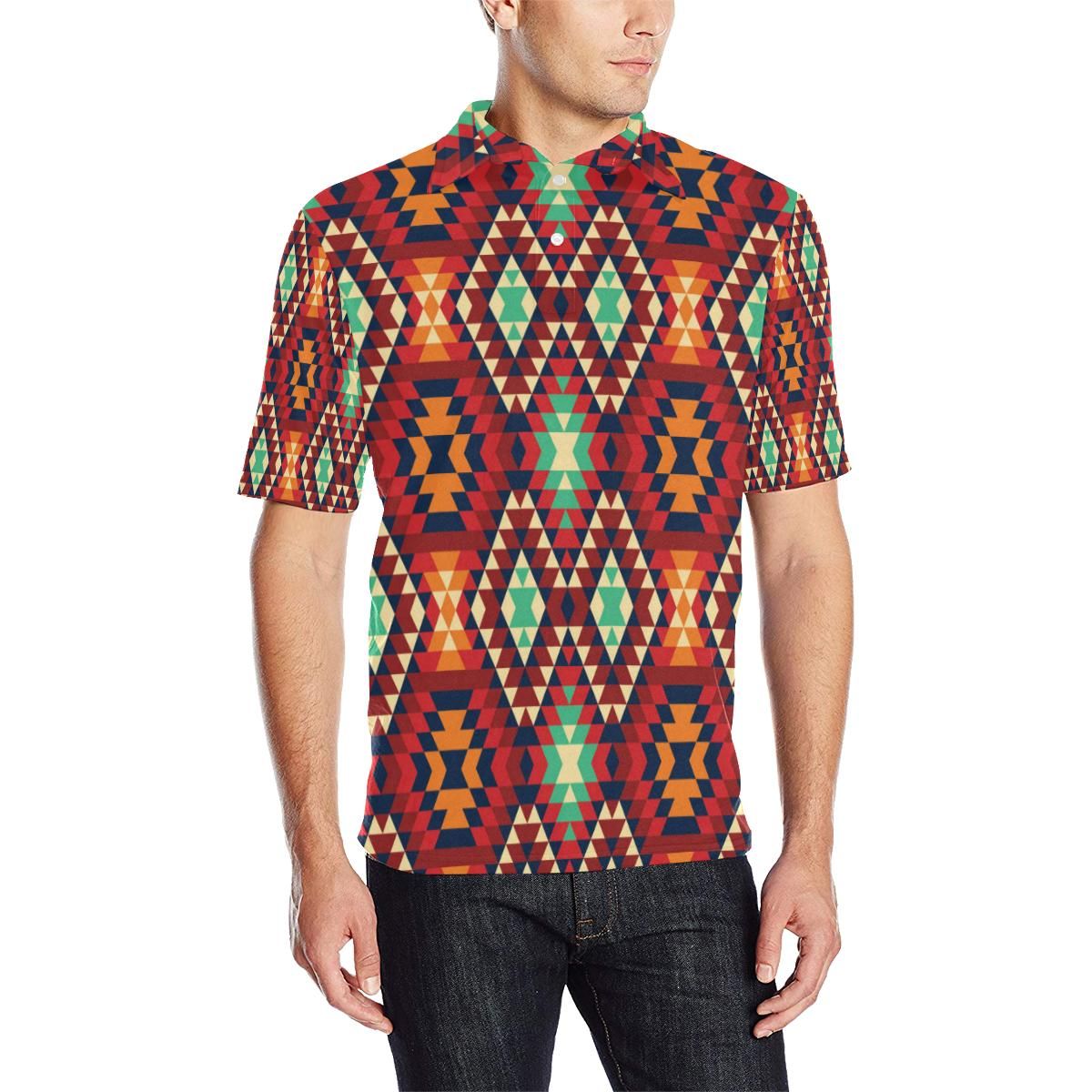 Native Pattern Print Design A07 Men Polo Shirt Native Pattern Print Design A07 Men Polo Shirt
