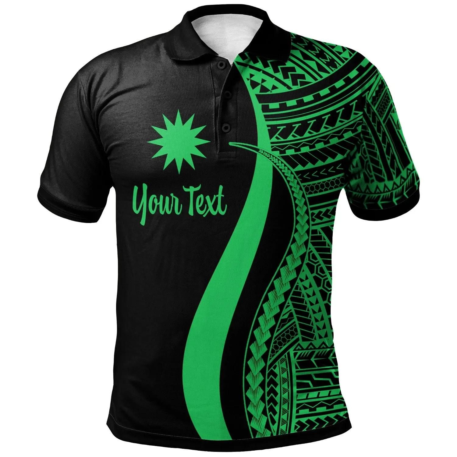 Nauru Custom Personalised Polo Shirt Green - Polynesian Tentacle Tribal Pattern - BN11 Nauru Custom Personalised Polo Shirt Green - Polynesian Tentacle Tribal Pattern - BN11
