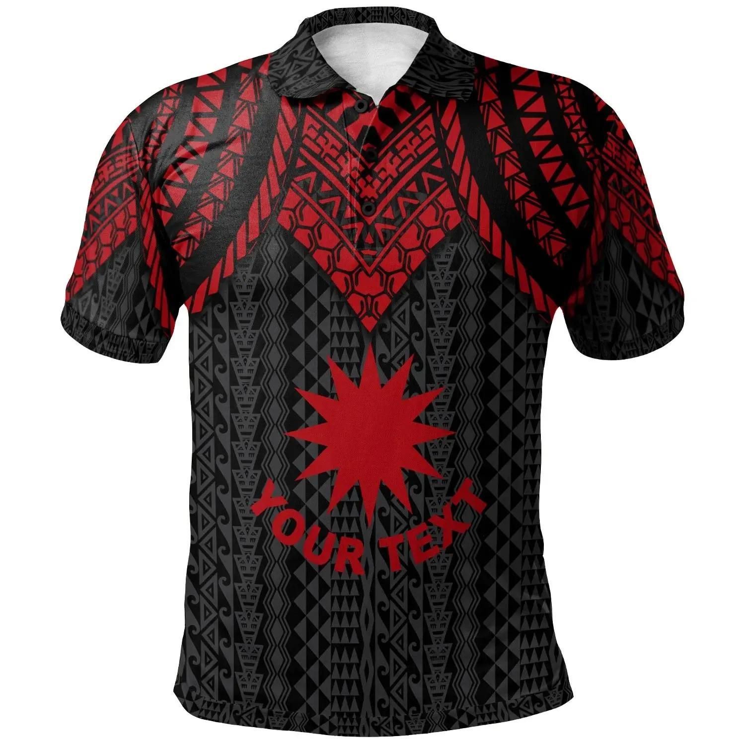 Nauru Custom Personalised Polo Shirt - Polynesian Armor Style Red - BN39 Nauru Custom Personalised Polo Shirt - Polynesian Armor Style Red - BN39