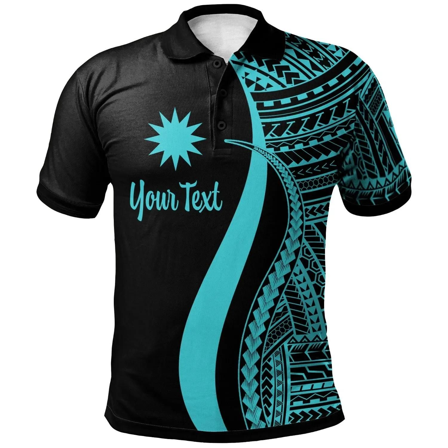 Nauru Custom Personalised Polo Shirt Turquoise - Polynesian Tentacle Tribal Pattern - BN11 Nauru Custom Personalised Polo Shirt Turquoise - Polynesian Tentacle Tribal Pattern - BN11