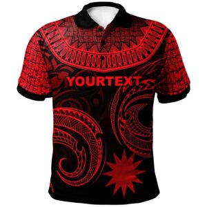 Nauru Custom Personalised Polo Shirt -Unique Serrated Texture Red - BN20