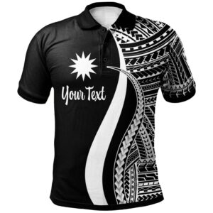 Nauru Custom Personalised Polo Shirt White - Polynesian Tentacle Tribal Pattern - BN11