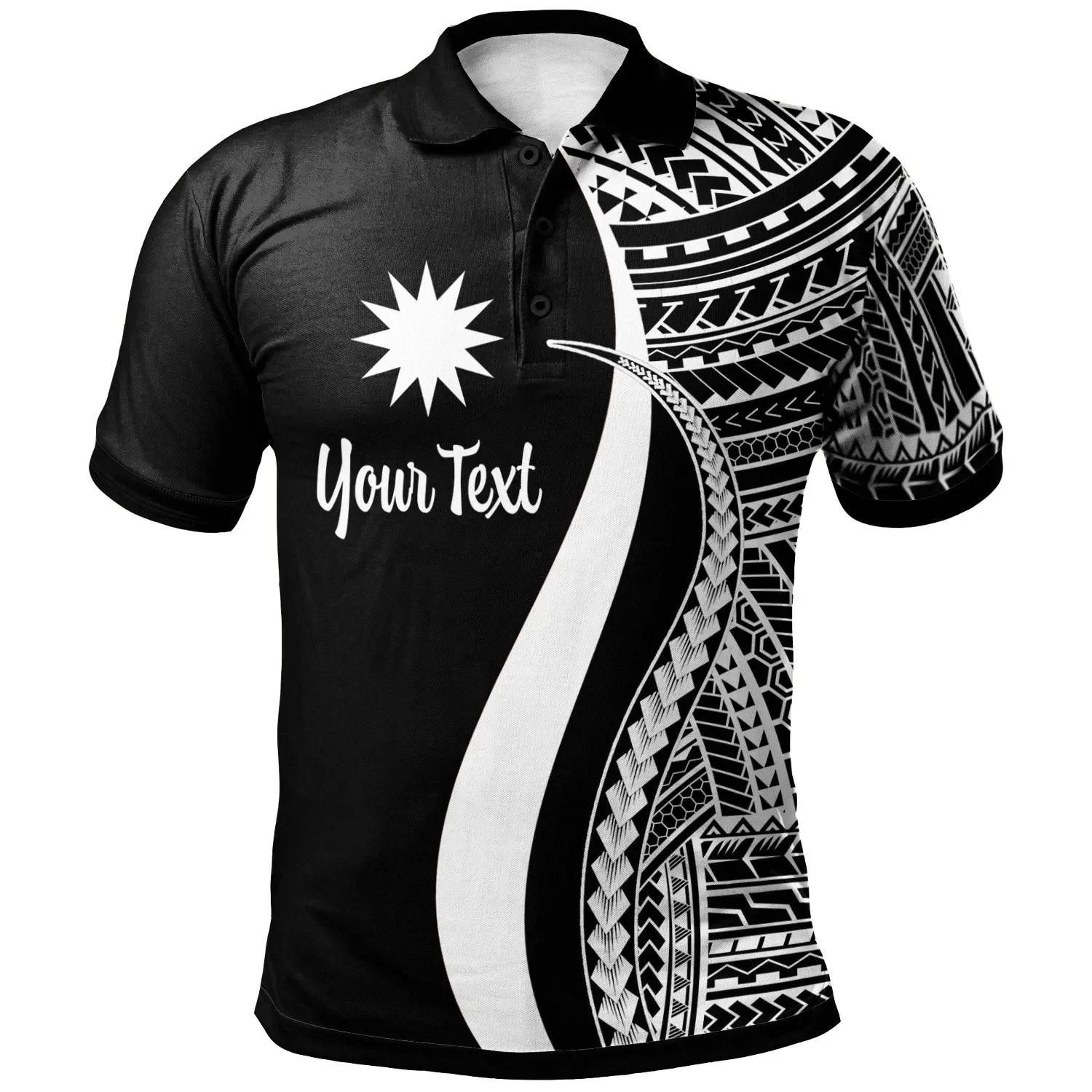 Nauru Custom Personalised Polo Shirt White - Polynesian Tentacle Tribal Pattern - BN11 Nauru Custom Personalised Polo Shirt White - Polynesian Tentacle Tribal Pattern - BN11