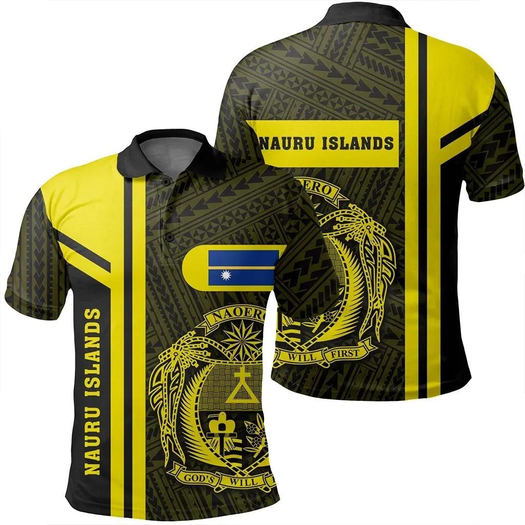 Nauru Islands Yellow Polo Shirt- Boba Style - AH - J14 Nauru Islands Yellow Polo Shirt- Boba Style - AH - J14