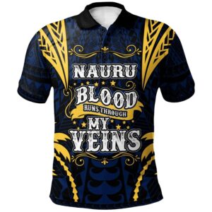 Nauru Polo Shirt - Blood Runs Through My Veins Style Flag - BN39